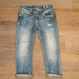Miss Me 27 Signature Cuffed Capri designer denim